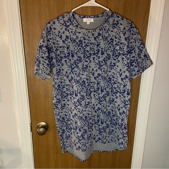 LuLaRoe XS Gray and Blue Floral Shirt - Picture 1 of 5
